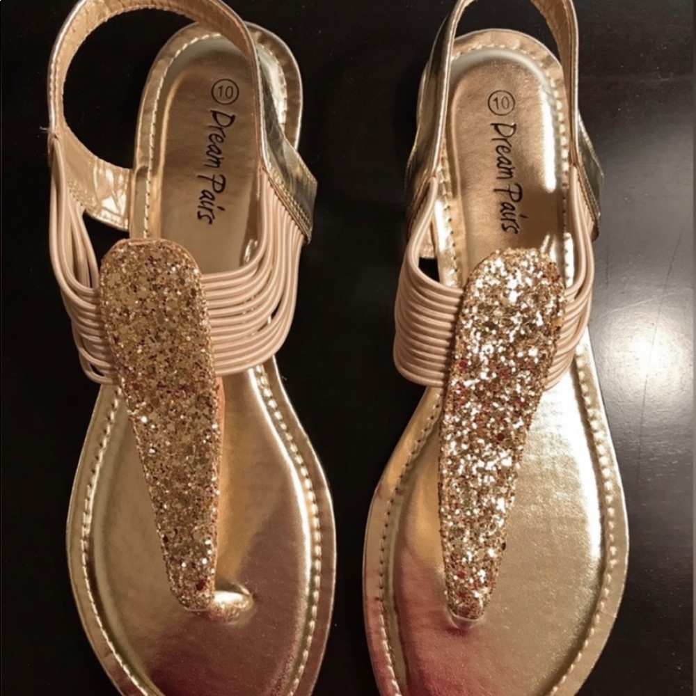 Dream Pairs Gold Sparkly Sandals
